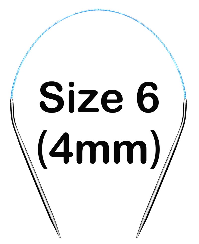 cuteDIY Size 6 Circular Knitting Needles 16 Inch Set Round Metal Kit (Etched US&mm, Color-Coded Cable, Smooth Join) - Image 2